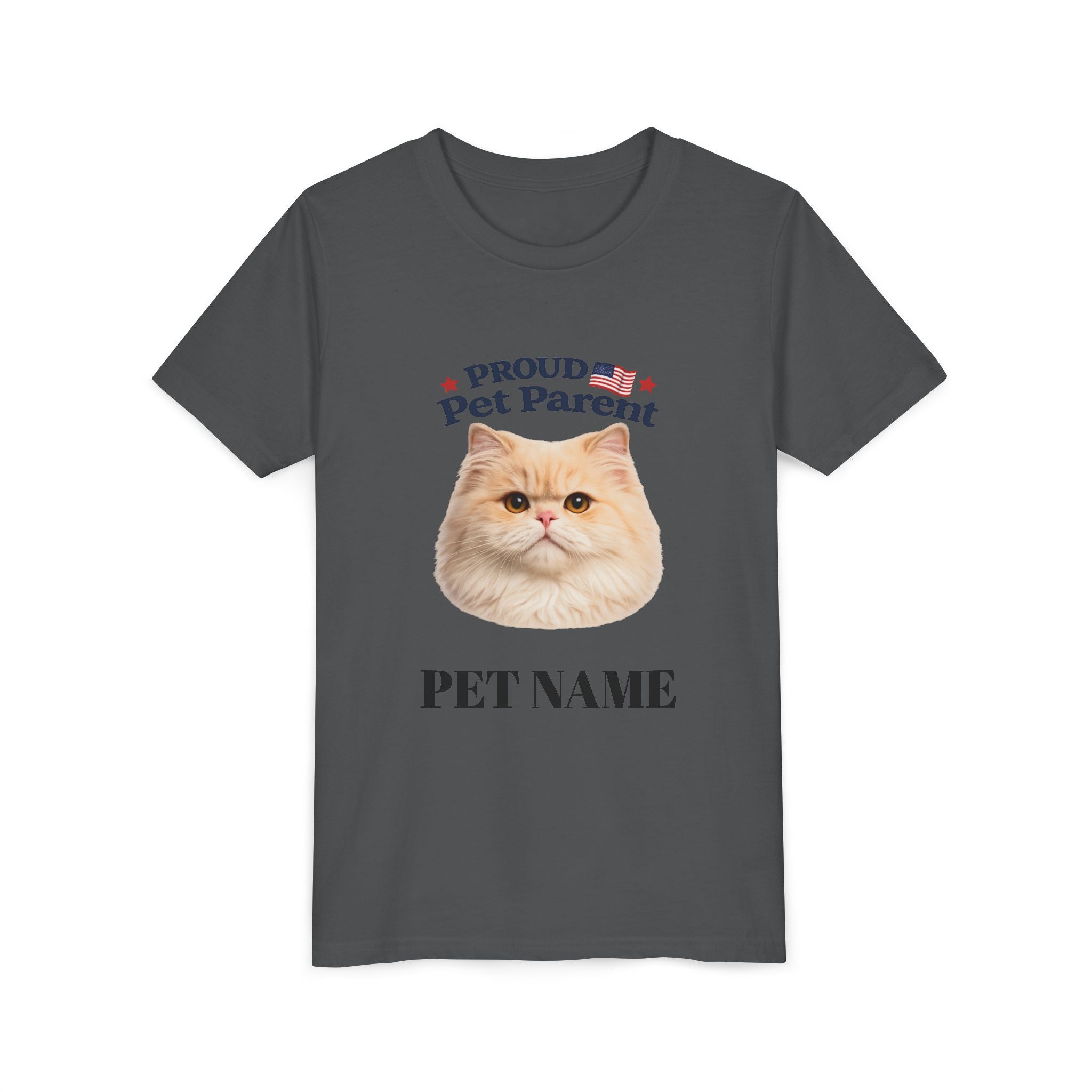 Youth Pet Parent T‑Shirt — "Proud Pet Parent" Custom Name Cat Tee