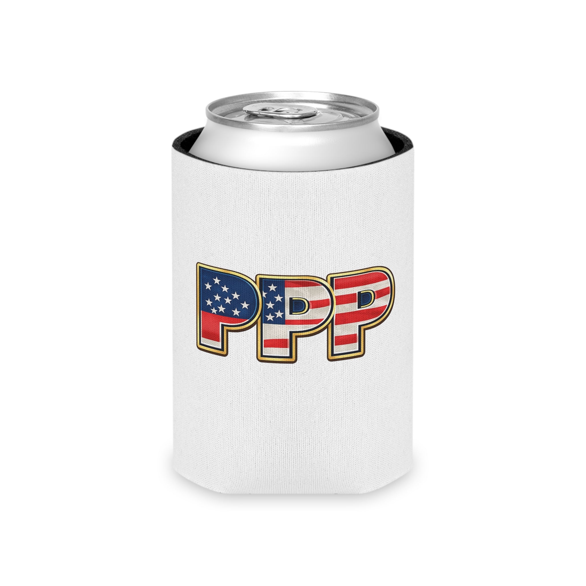 Patriotic 'PPP' Can Cooler – American Flag Drink Koozie