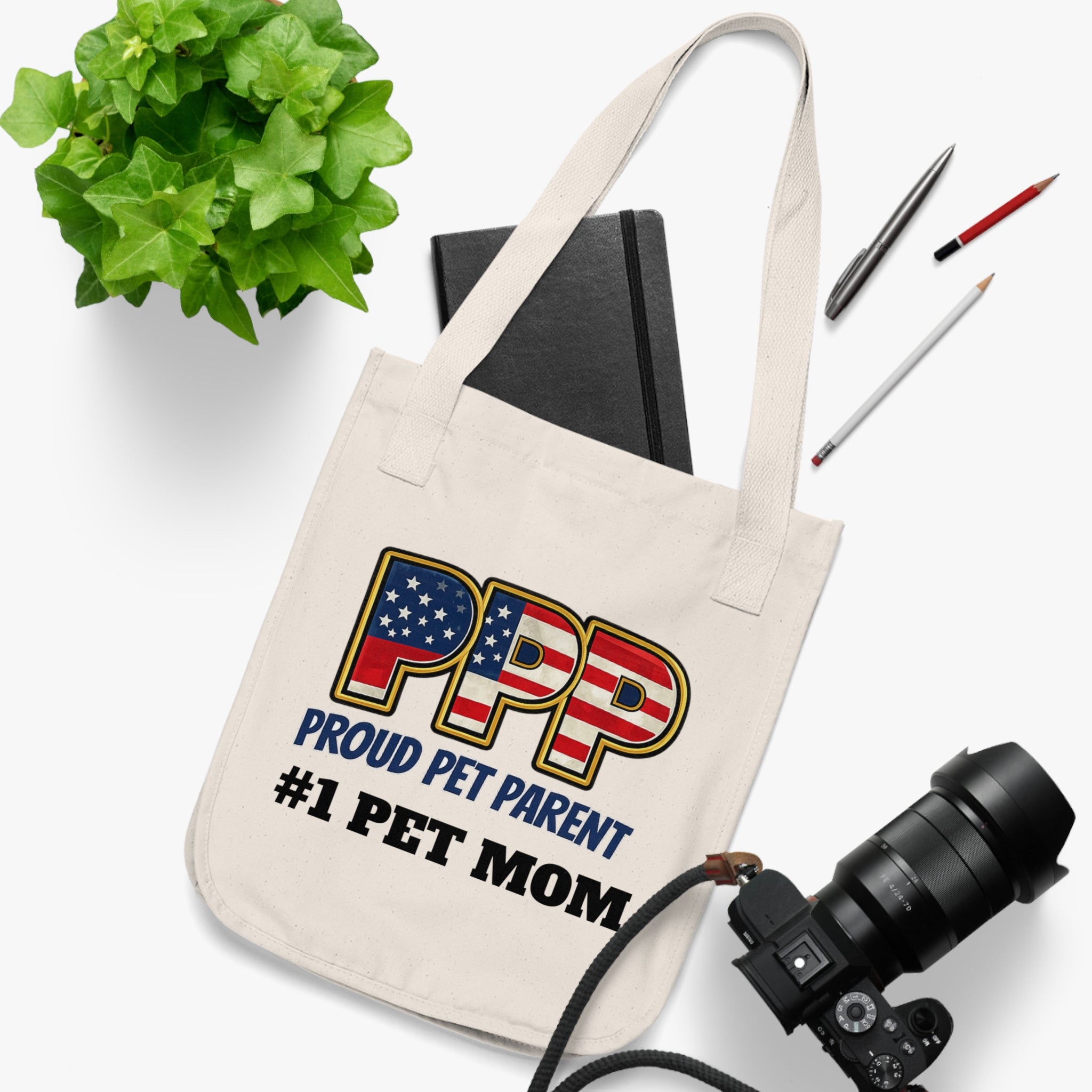 Proud Pet Parent "#1 Pet Mom" Organic Canvas Tote Bag