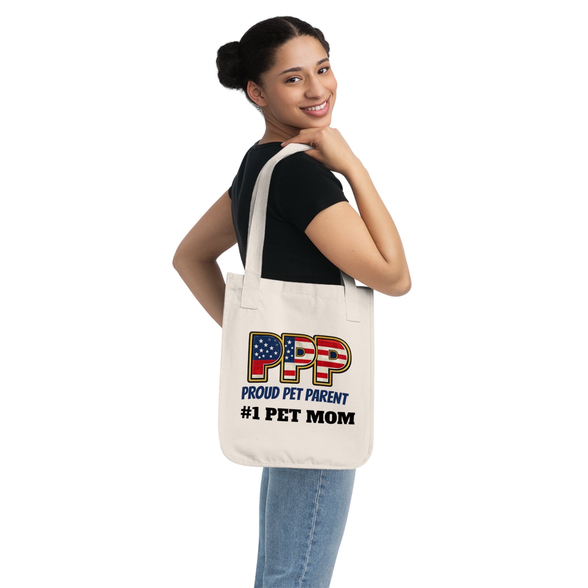 Proud Pet Parent "#1 Pet Mom" Organic Canvas Tote Bag