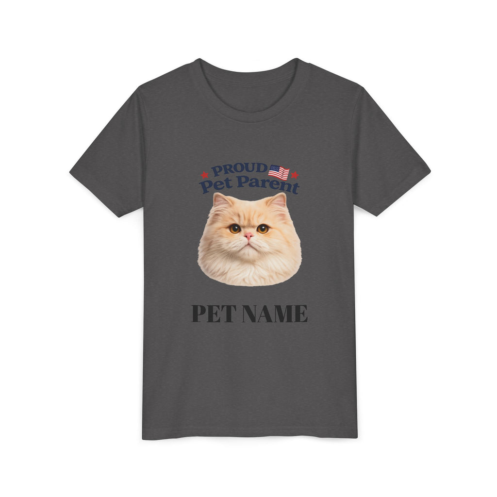 Youth Pet Parent T‑Shirt — "Proud Pet Parent" Custom Name Cat Tee