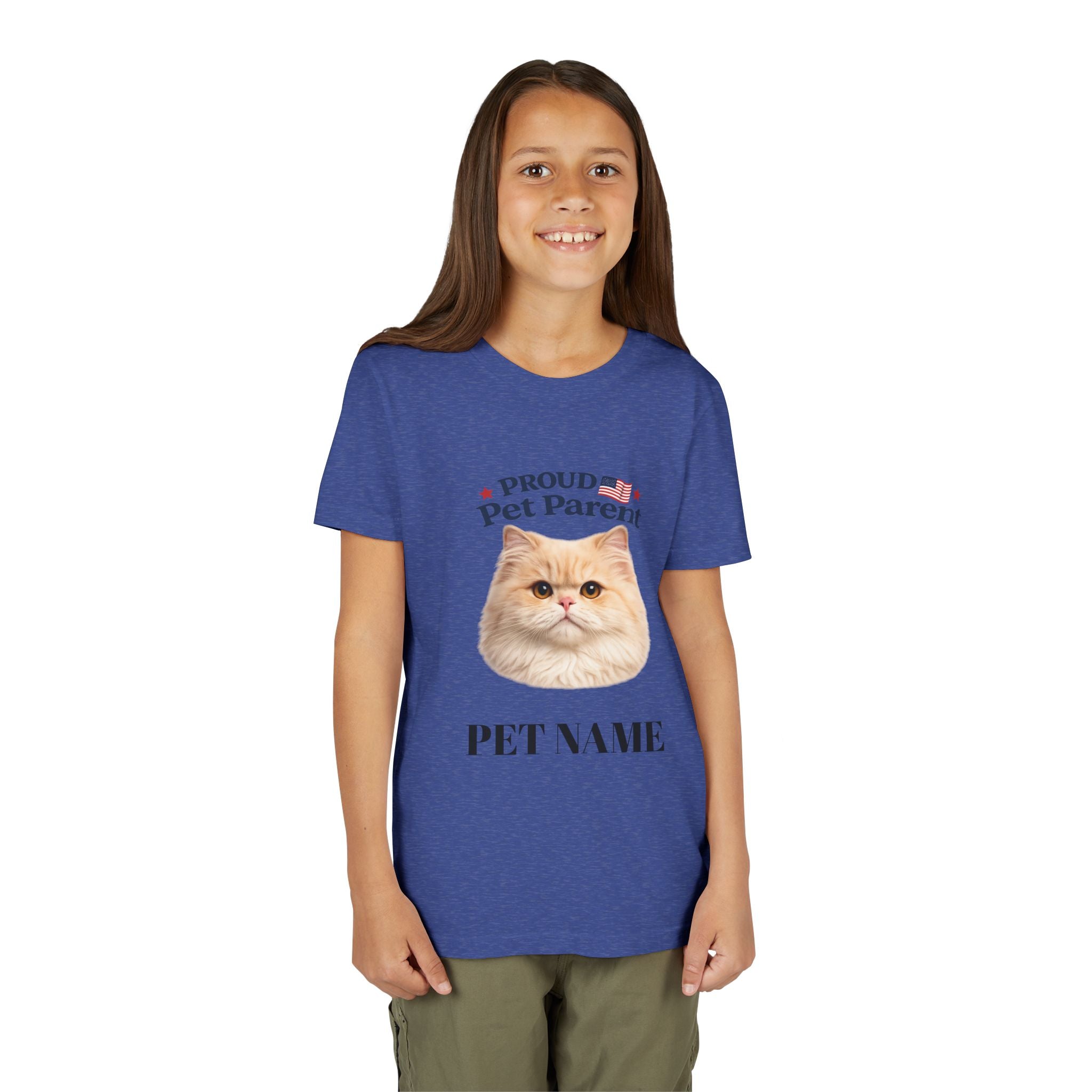 Youth Pet Parent T‑Shirt — "Proud Pet Parent" Custom Name Cat Tee