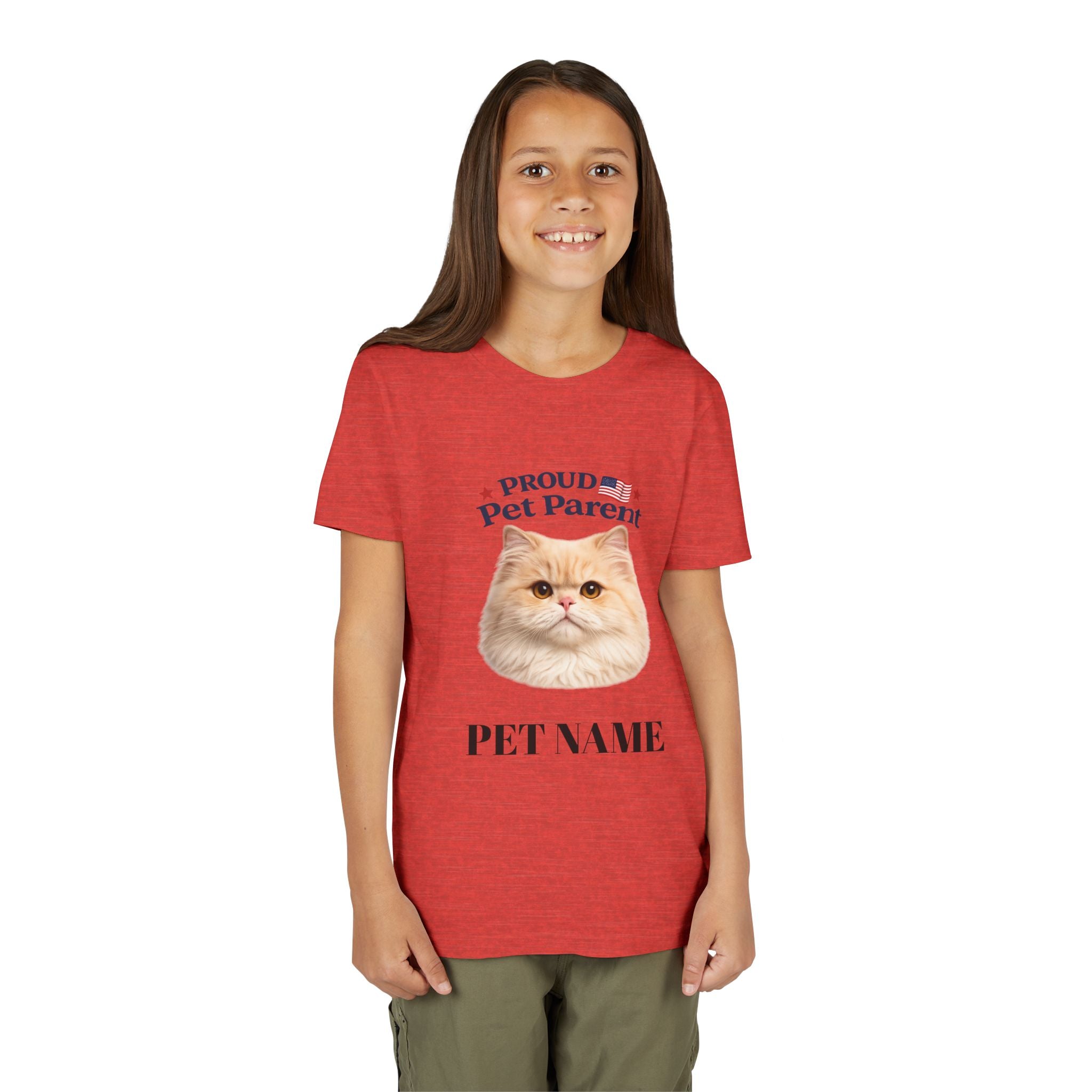Youth Pet Parent T‑Shirt — "Proud Pet Parent" Custom Name Cat Tee