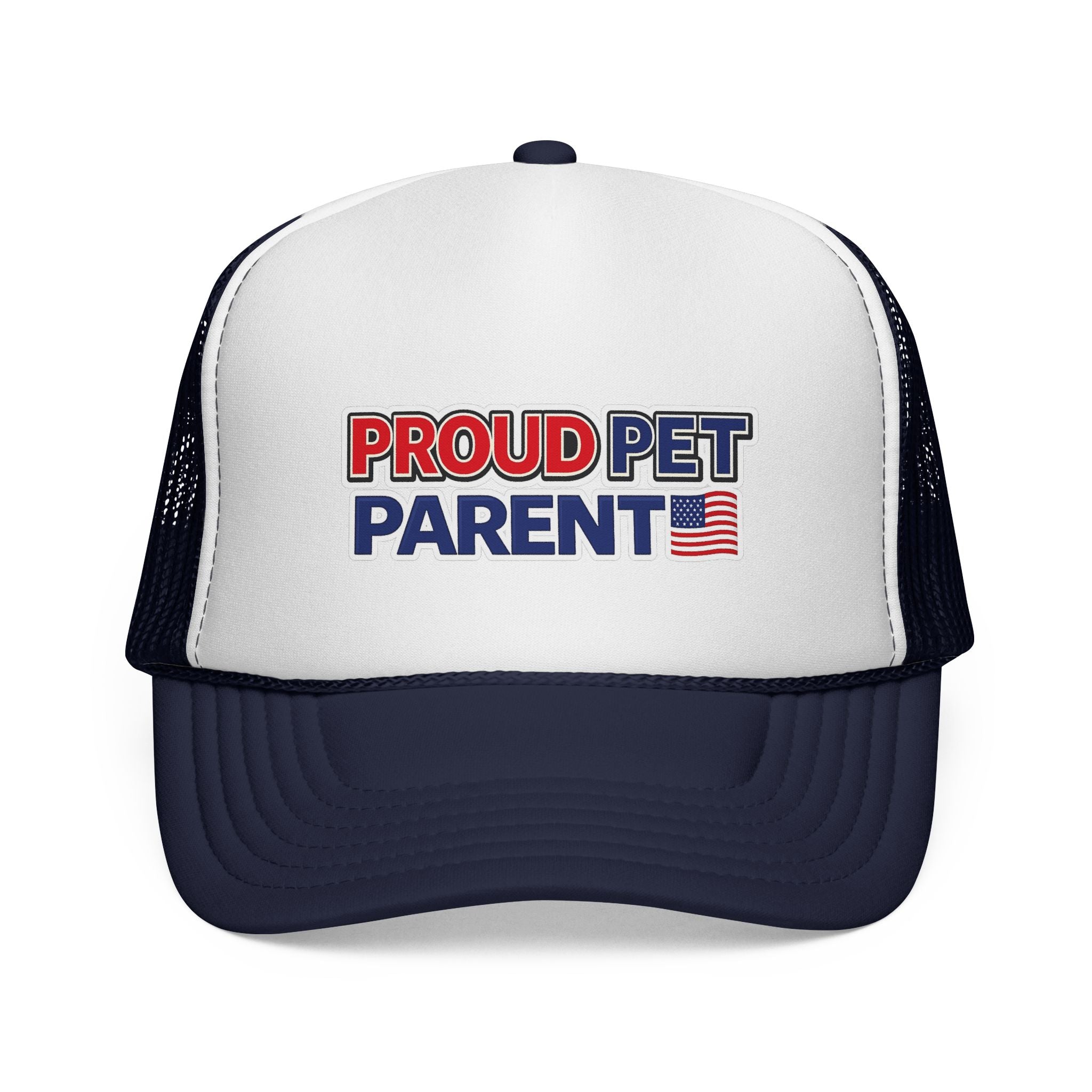 Proud Pet Parent Trucker Hat — Patriotic Red, White & Blue Mesh Cap