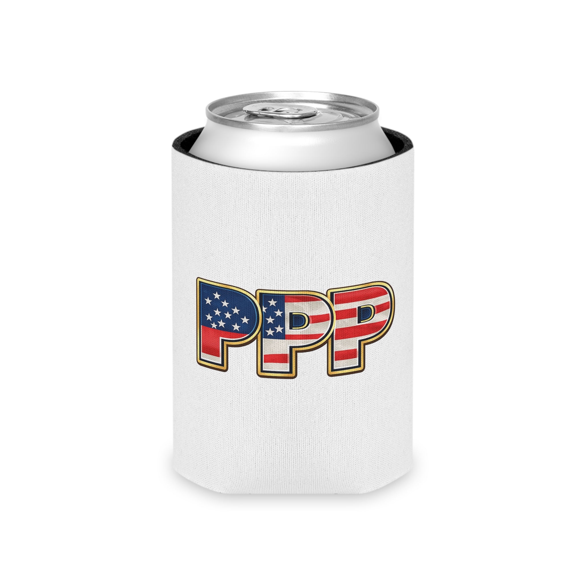 Patriotic 'PPP' Can Cooler – American Flag Drink Koozie
