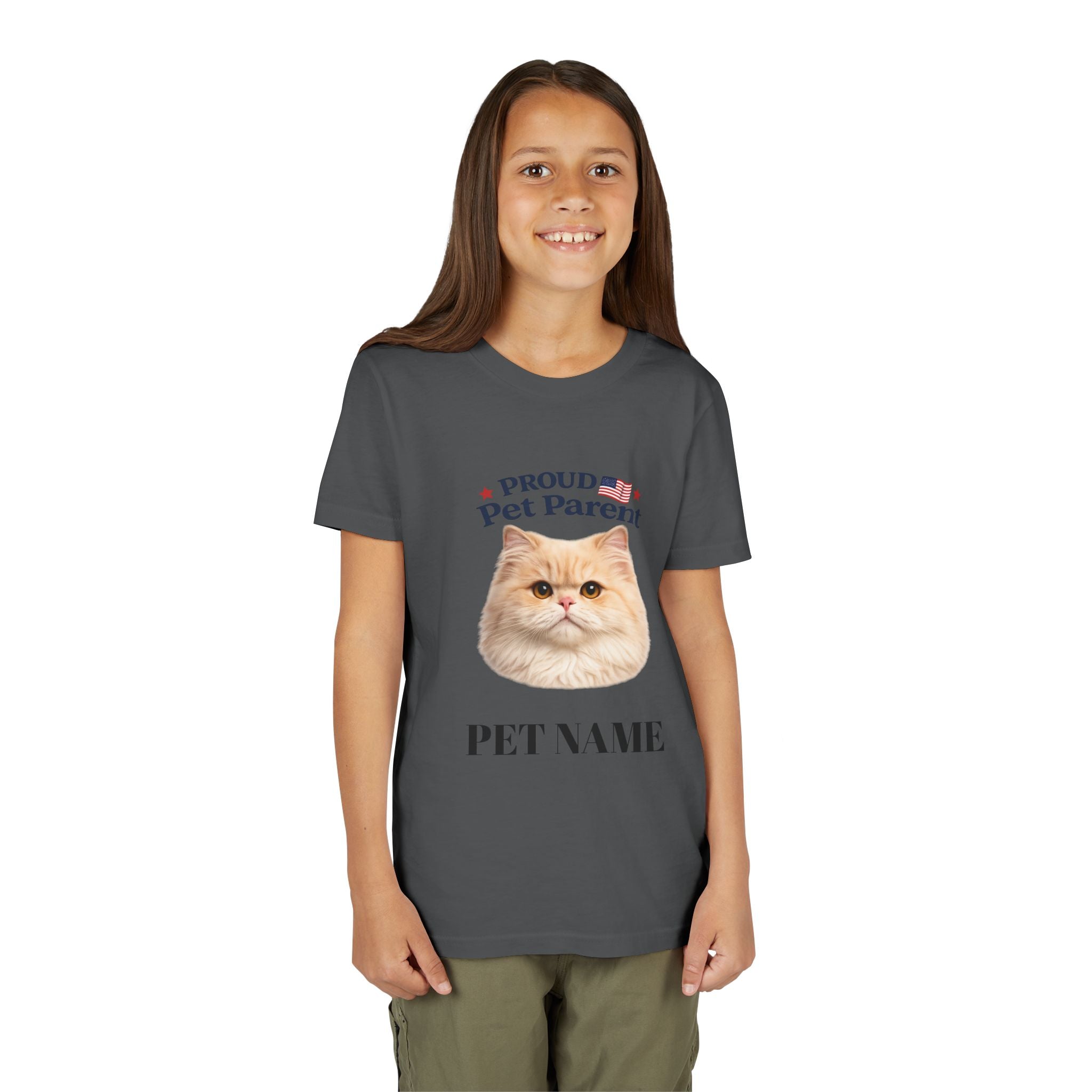 Youth Pet Parent T‑Shirt — "Proud Pet Parent" Custom Name Cat Tee