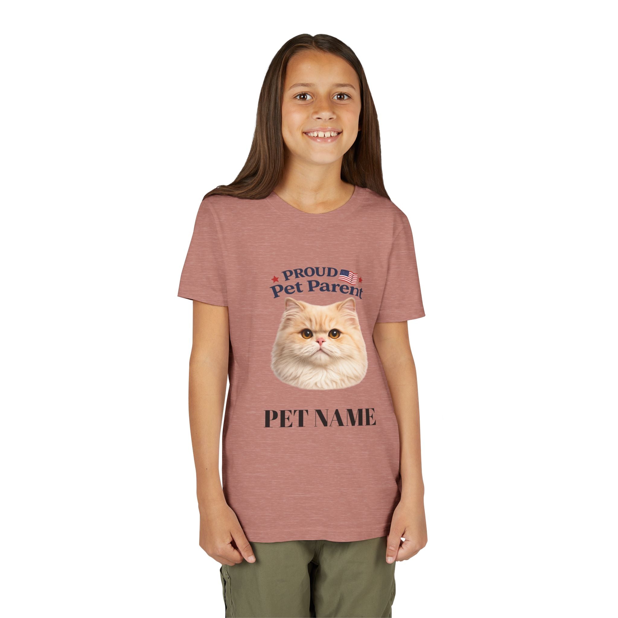Youth Pet Parent T‑Shirt — "Proud Pet Parent" Custom Name Cat Tee