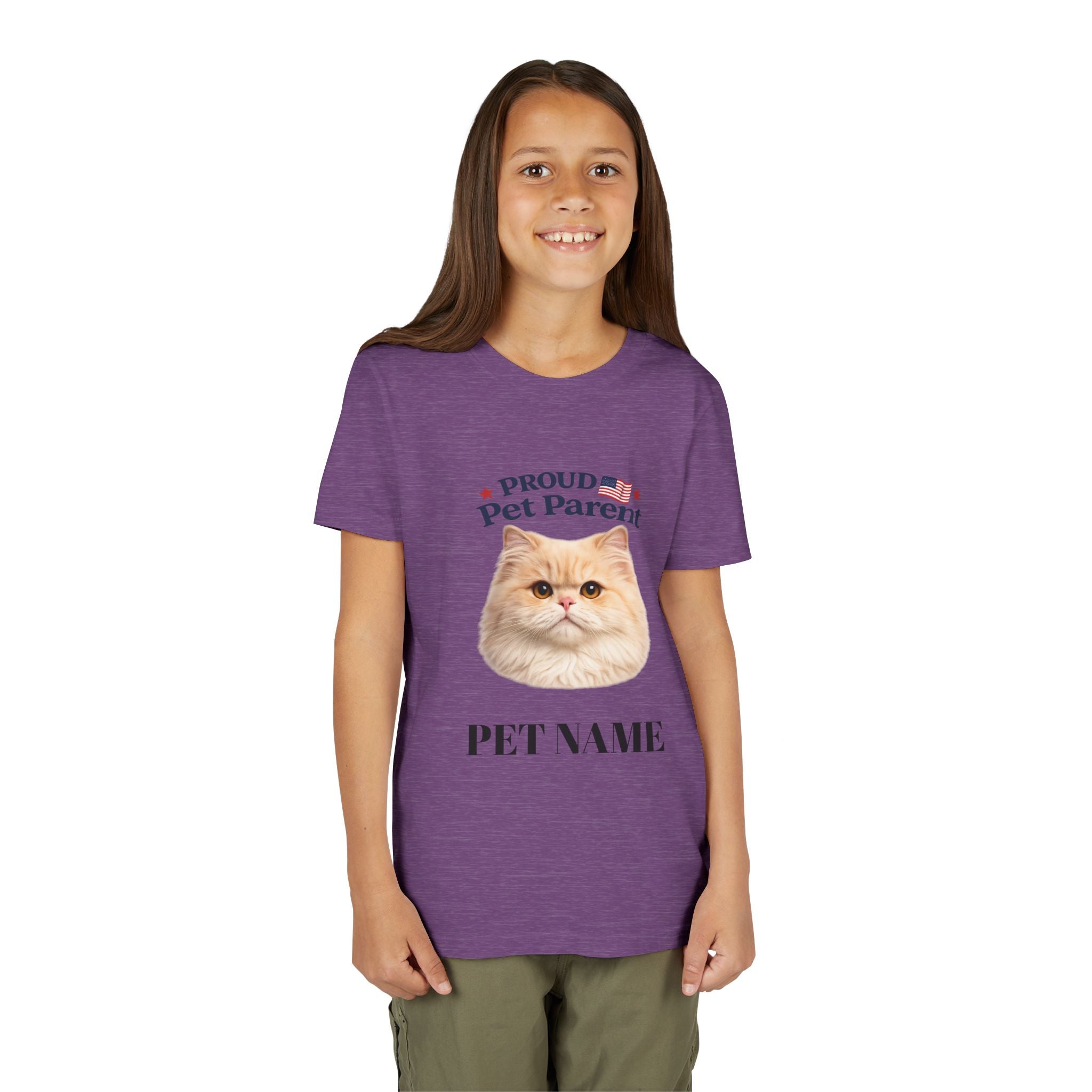 Youth Pet Parent T‑Shirt — "Proud Pet Parent" Custom Name Cat Tee
