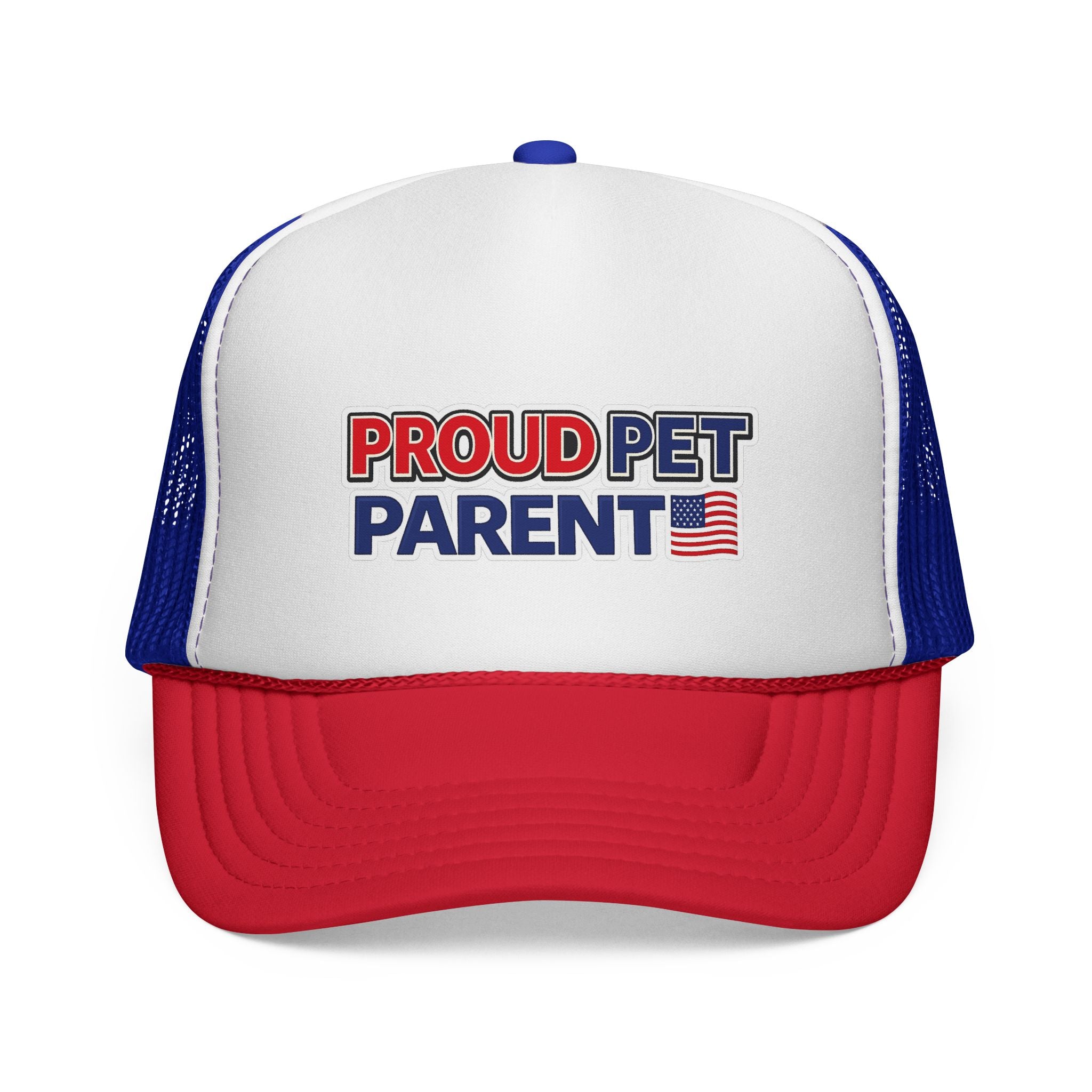 Proud Pet Parent Trucker Hat — Patriotic Red, White & Blue Mesh Cap