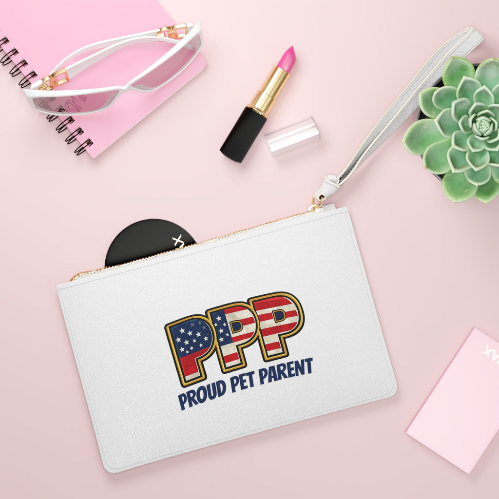 Proud Pet Parent Clutch Bag — 'PPP' American Flag Pet Lover Wristlet