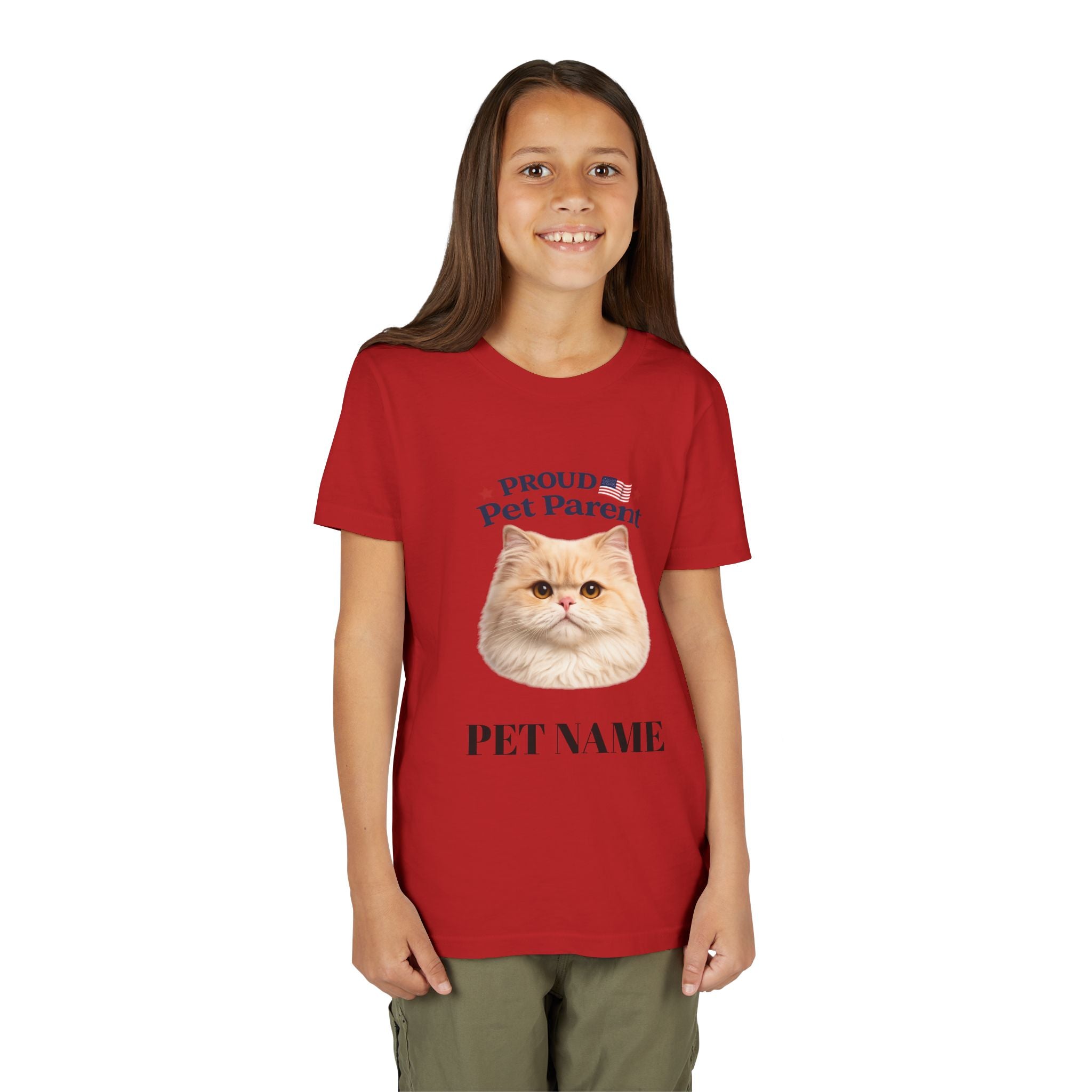 Youth Pet Parent T‑Shirt — "Proud Pet Parent" Custom Name Cat Tee