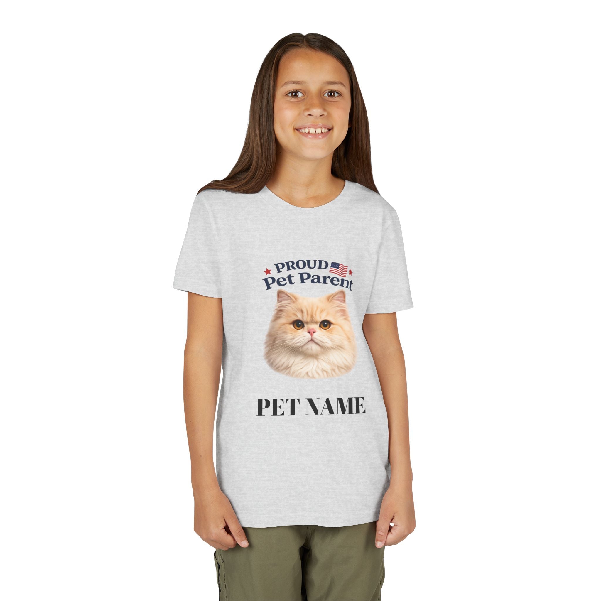 Youth Pet Parent T‑Shirt — "Proud Pet Parent" Custom Name Cat Tee