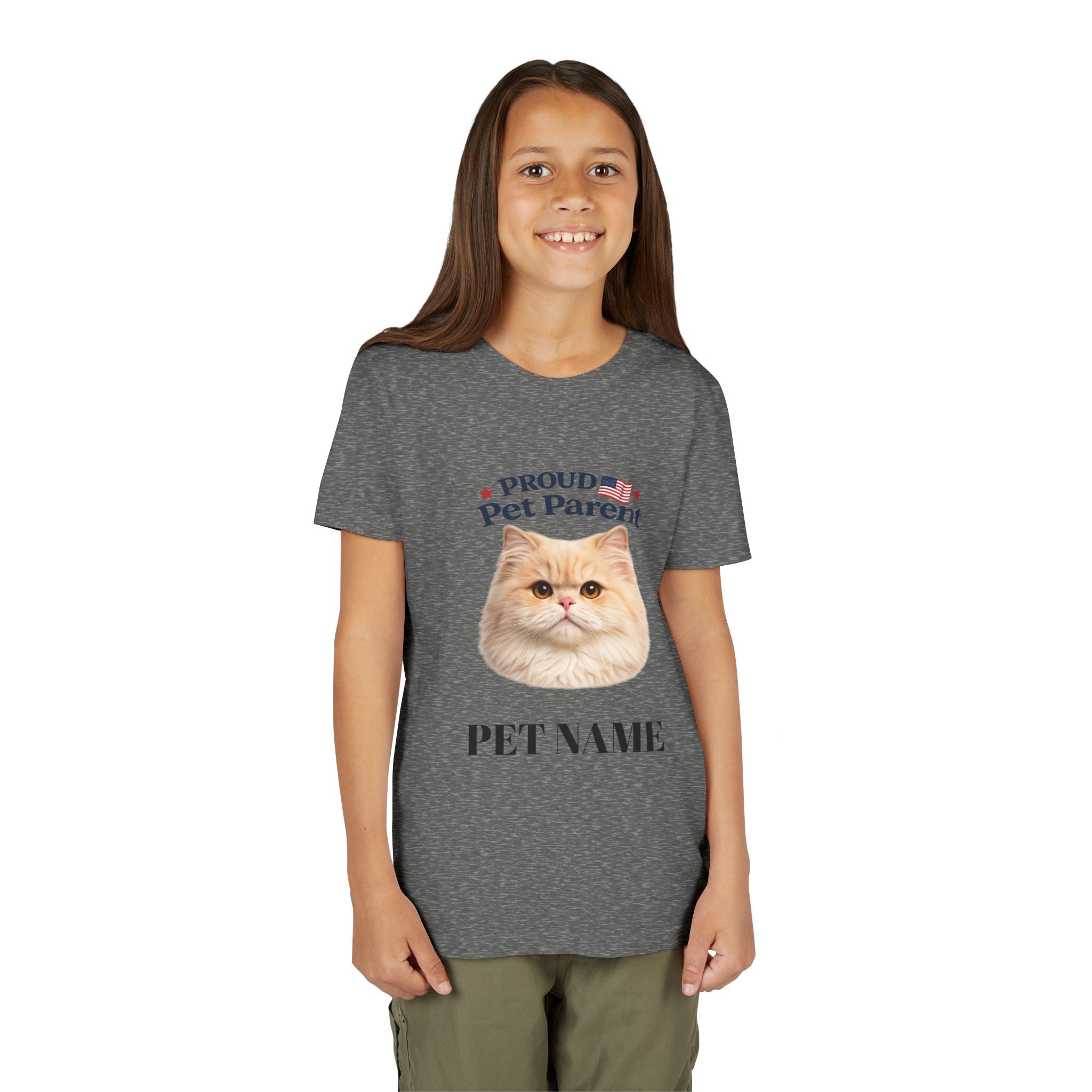 Youth Pet Parent T‑Shirt — "Proud Pet Parent" Custom Name Cat Tee