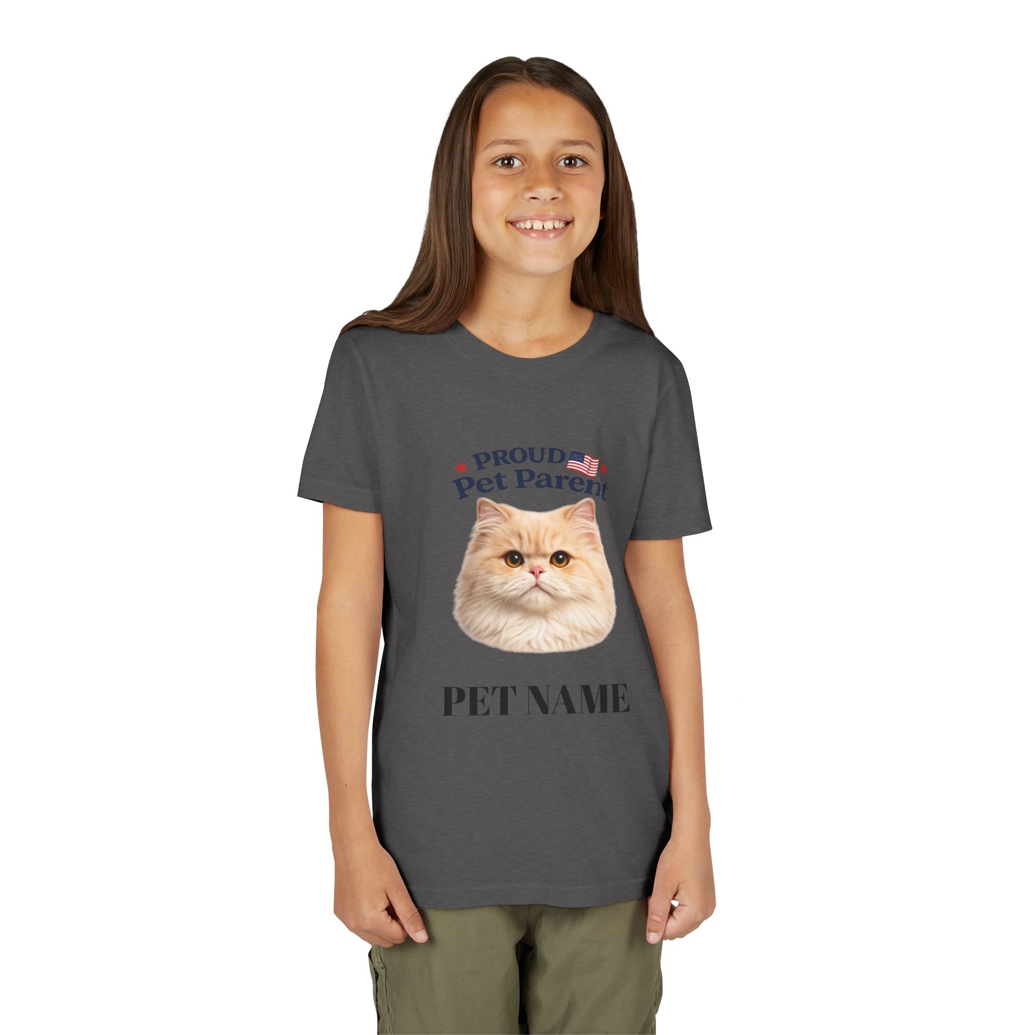 Youth Pet Parent T‑Shirt — "Proud Pet Parent" Custom Name Cat Tee