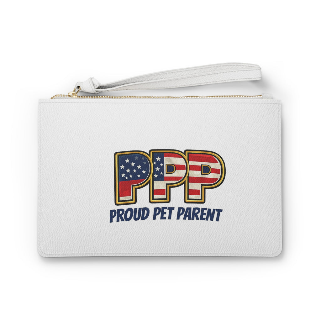 Proud Pet Parent Clutch Bag — 'PPP' American Flag Pet Lover Wristlet