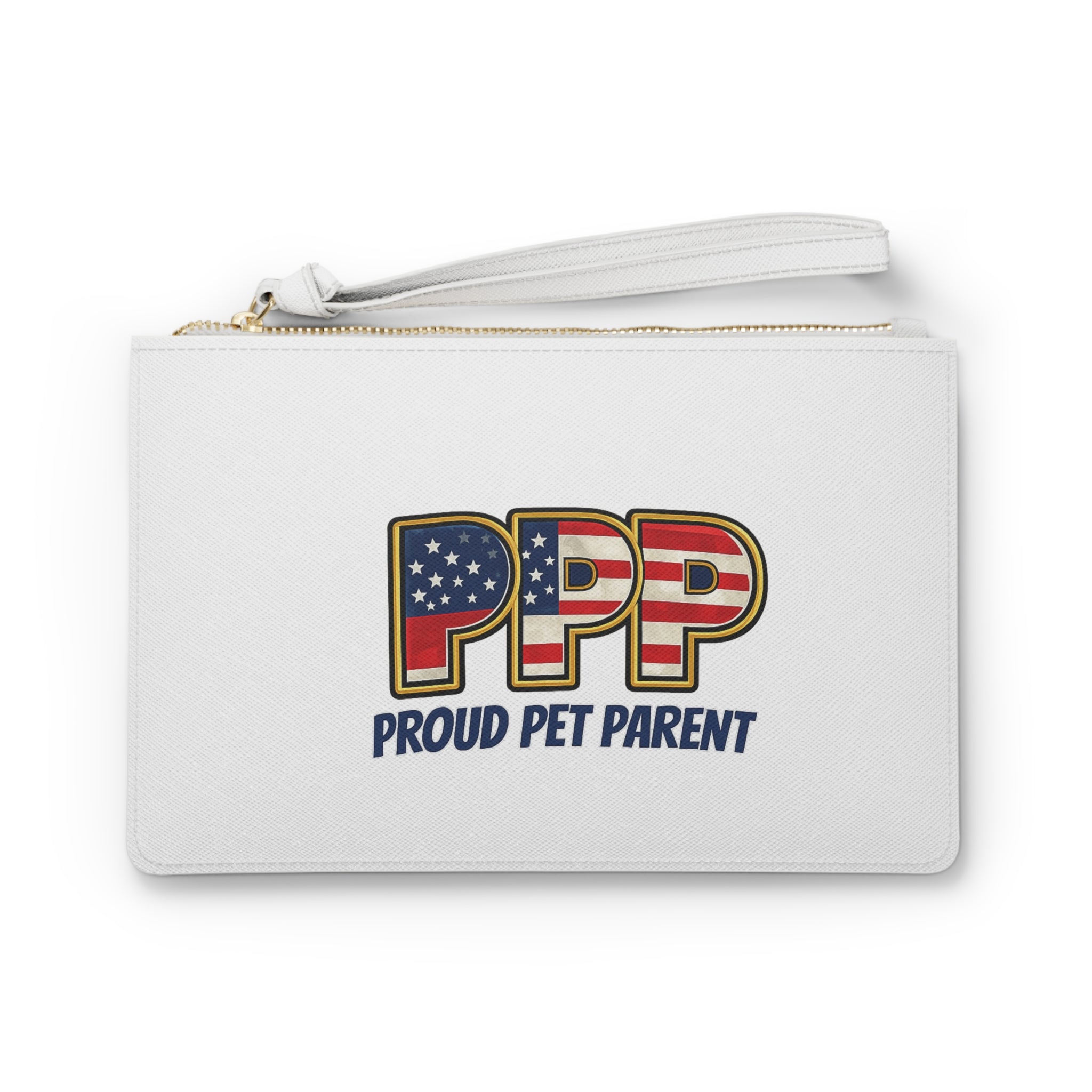 Proud Pet Parent Clutch Bag — 'PPP' American Flag Pet Lover Wristlet